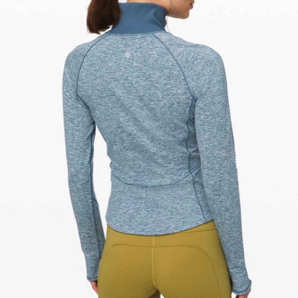 Lululemon Always Alert 1/2 Zip Heathered Petrol Blue Size 6 - Picture 2 of 11